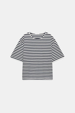 CAMISETA MANGA CORTA RAYAS / Crudo / Marino - Zara фото 4