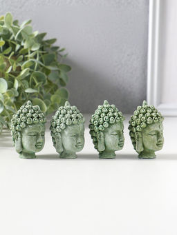 Сувенир полистоун "Голова Будды" набор 4 шт зелёный 3,3х3,7х5,5 см