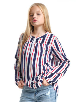 Блузка нарядная в полоску UD 4786 синий/красный - Mini maxi фото 3