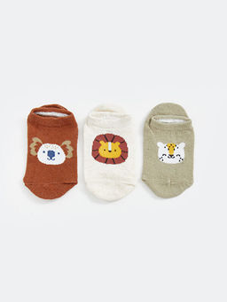 Bask?l? Erkek Bebek Patik ?orap 5li