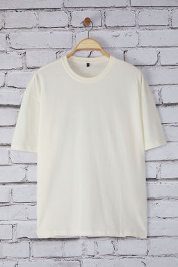 TRENDYOL MAN Ekru Oversize/Genis Kesim Berlin S?rt Bask?l? %100 Pamuk T-Shirt TMNSS25TS00157 - Trendyolmilla фото 3