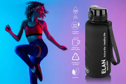 Бутылка для воды 1,5 л 10*10*28,5 см "Style Matte" с углублениями д/пальцев черная