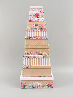 Набор подарочных коробок 10 в 1 Нежные цветы, 12 ? 7 ? 4 - 32.5 ? 20 ? 12.5 см