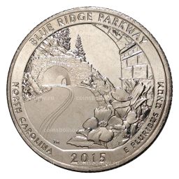 25 центов 2015 года P №28 Национальные парки - Автомагистраль Блу-Ридж