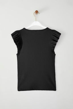 Siyah Fitted/Vucuda Oturan F?rf?rl? Orme Bluz TWOSS25BZ00215