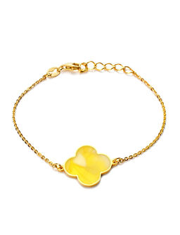 Изящный позолоченный браслет с натуральным янтарём Монако. Янтарь®