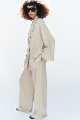 PANTAL?N RECTO LINO / Beige claro - Zara фото 3