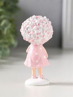 Фигурка полистоун «Малышка с цветочной шевелюрой в розовом платье», 4.5×4×9 см
