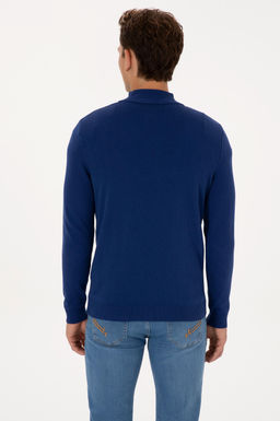 Erkek Slim Fit Yar_m Fermuarl_ _ndigo Basic Kazak - U.s. polo assn фото 5