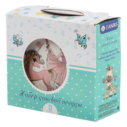 Набор посуды кер., 3 шт, Балерина, тарелка 17,5 см, салат.15 см, круж 230 мл, Daniks, C835 (453799)  фото 7