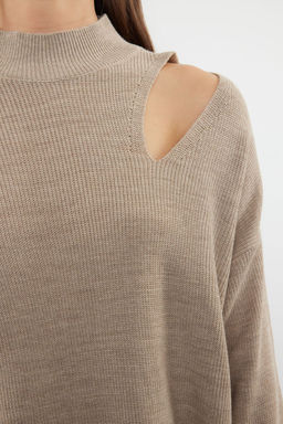 Vizon Genis Kal?p Pencere/Cut Out Triko Kazak TWOAW24KZ00342 - Trendyolmilla фото 4