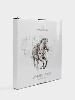 Тарелка обеденная, 28 см, фарфор N, белая, с серебристым кантом, Конь, White horse - Anna lafarg фото 5