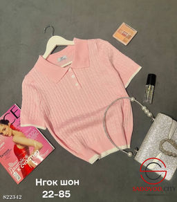 Футболка женская поло на пуговицах