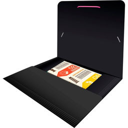 Цена за 4 шт. Папка на резинке А4, 500 мкм, Calligrata, корешок 15 мм, чёрная, МИКС (неоновые цветные резинки)  фото 7