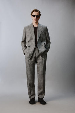 PANTAL?N TRAJE CUADROS LANA - LINO AARON LEVINE X ZARA / Blanco / Negro