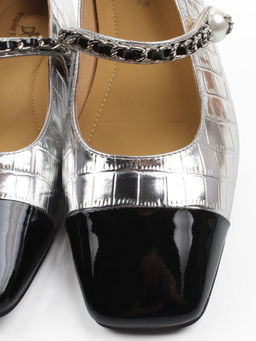 06-H4A-5C BLACK/SILVER Туфли женские (натуральная кожа)