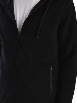 Kap??onlu Uzun Kollu Erkek Fermuarl? Sweatshirt