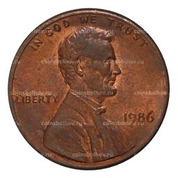 Монета 1 цент 1986 года