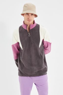 TRENDYOL MAN Antrasit Regular/Normal Kesim Fermuarl? Renk Bloklu Anti-pilling Polar Sweatshirt TMNAW22SW0044 - Trendyolmilla фото 2