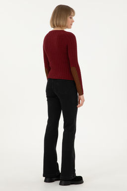 Kad_n Siyah Slim Flare Fit Jean Pantolon