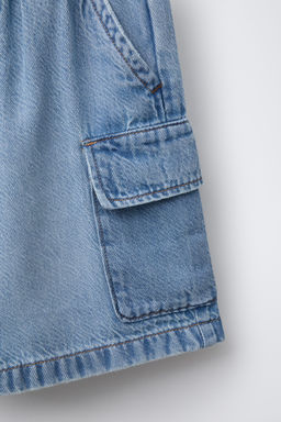 LOOSE FIT DENIM CARGO BERMUDA SHORTS - Zara фото 3