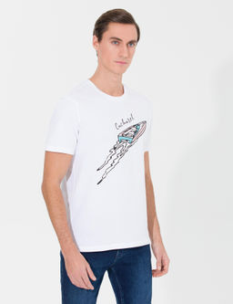 Белая футболка узкого кроя с круглым вырезом