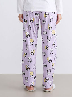 Beli Lastikli Bask?l? Kad?n Pijama Alt?