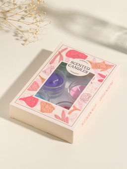 Набор свечей ароматических в стекле, 6 шт. ароматы: роза, свежесть, жасмин, лаванда, 19×13×3.3 см