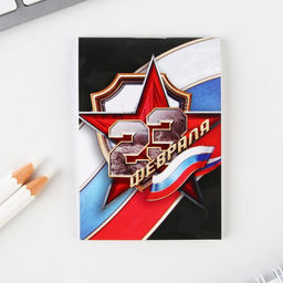 Цена за 2 шт. Подарочный набор Самому сильному и надежному. 23 февраля, блокнот, карандаши 2 шт., ч/г и значок-дерево - Artfox фото 2