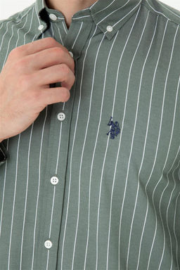 U. S. Polo Assn / Мужская рубашка цвета хаки с длинным рукавом - U.s. polo assn фото 7