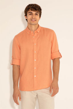 Мужская рубашка лососевого цвета с длинным рукавом - U.s. polo assn фото 12