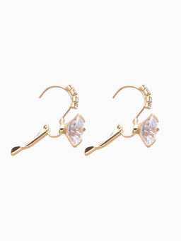 Серьги со стразами Циркония мини, круг, белые в золоте