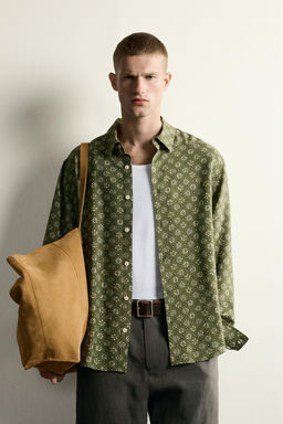 CAMISA FLUIDA ESTAMPADO FLORAL / Verde medio - Zara фото 2