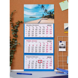 Календарь настенный 3-х блочный 2026 Attache Трио Стандарт, Тропики,305х675