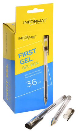 Цена за 5 шт. Ручка гелевая INFORMAT 0,5 мм черная, круглый корпус