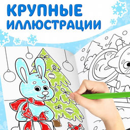 Раскраска новогодняя Веселые зверята, 68 стр.