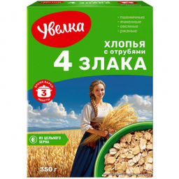 У Хлопья 4 злака с пшеничн отрубями 350г