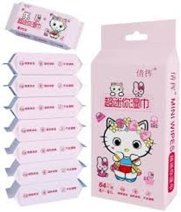 Влажные мини-салфетки для мам и малышей, котёнок 64 шт