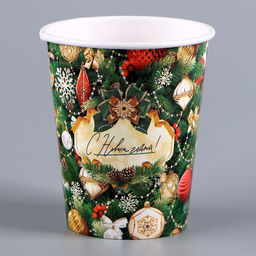 Цена за 10 шт. Стакан бумажный одноразовый С Новым годом - Страна карнавалия фото 2