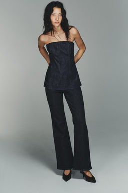 HIGH-WAIST DENIM EFFECT TROUSERS - Zara фото 6