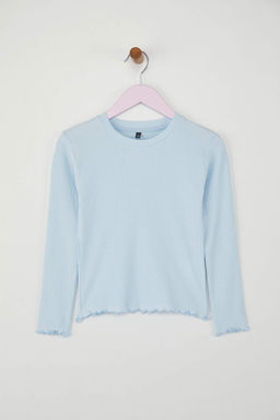 Pembe-Mavi 2li K?z Cocuk 100% Pamuk Duz Bisiklet Yaka Regular Orme T-Shirt TKDAW26TS00001 - Trendyolmilla фото 7