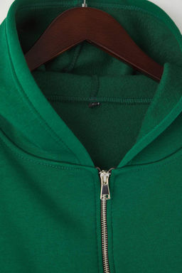Zumrut Yesili Fermuarl? Kapusonlu Belden Oturmal? Esnek Orme Sweatshirt TWOAW26SW00089 - Trendyolmilla фото 7