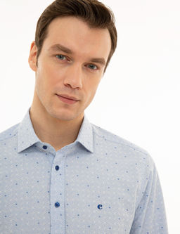 Голубая зауженная рубашка с длинным рукавом - Cacharel фото 2