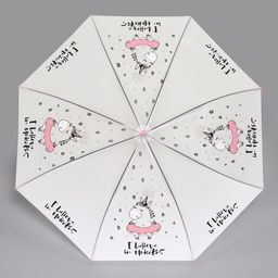 Зонт - трость полуавтоматический Единорог, 8 спиц, R = 47 см, цвет белый/розовый - Simaland фото 2