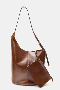 ASYMMETRIC LEATHER BUCKET BAG - Zara фото 3