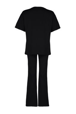 Siyah %100 Pamuk Oversize Kal?p Ispanyol Paca Orme T-shirt/Pantolon Alt-Ust Tak?m TWOSS24AU00059 - Trendyolmilla фото 8