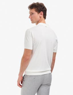Ekru Slim Fit Polo Yaka Fermuarl_ Triko Ti__rt