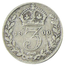 3 пенса 1900 года Великобритания