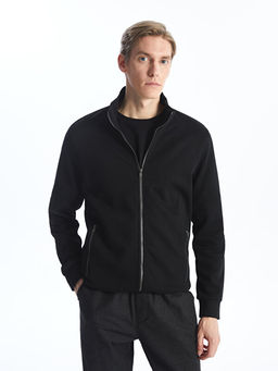 Dik Yaka Uzun Kollu Erkek Fermuarl? Sweatshirt