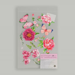 Цена за 5 шт. Термонаклейка Бабочки с цветами, 19.5?28 см, 7 дизайнов